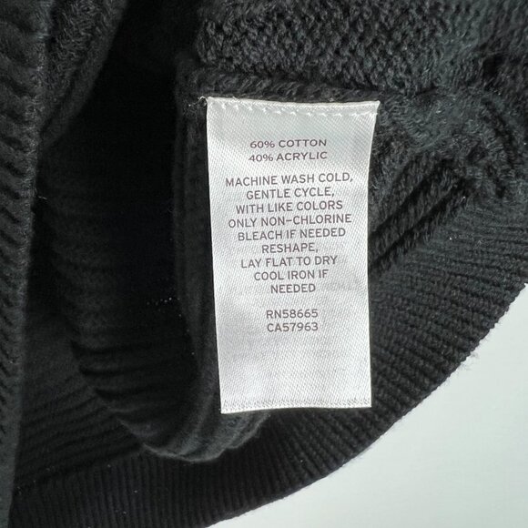 NWT Caslon Cable Knit Sleeve V-Neck Ribbed Sweater In Black Size XS NEW - Picture 7 of 10